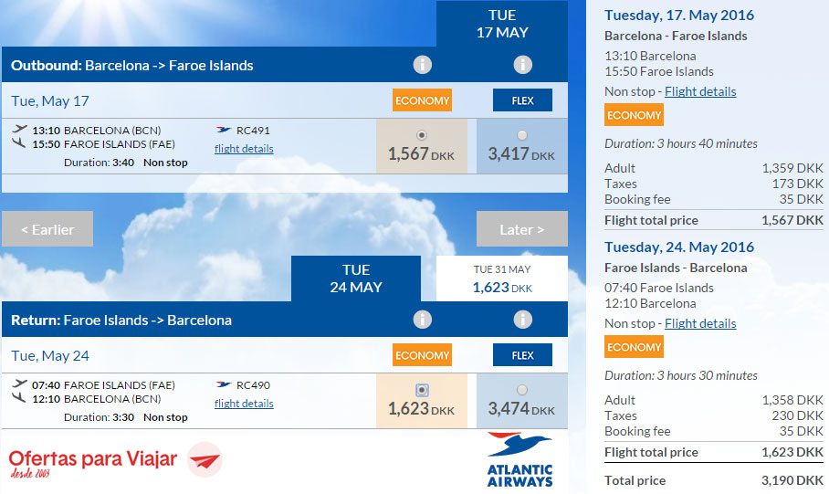 Vuelo directo de Atlantic Airways