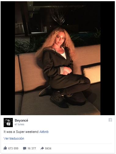 Beyoncé en su estancia en un Airbnb durante la Super Bowl 2016
