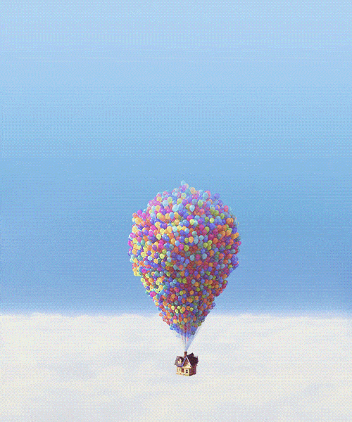 Casa volante con globos de la película UP